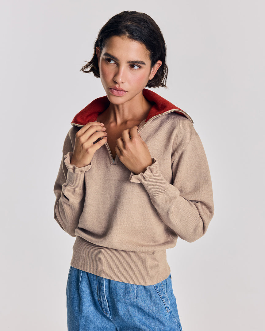 Pull Lila beige et rouille