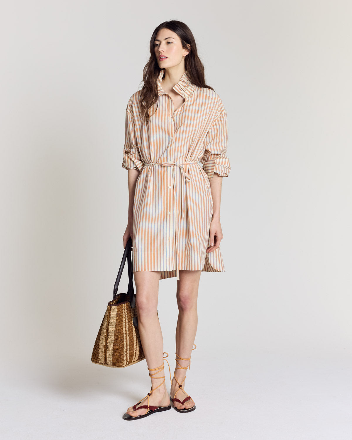 Robe Lior rayures orange, bleu et écru
