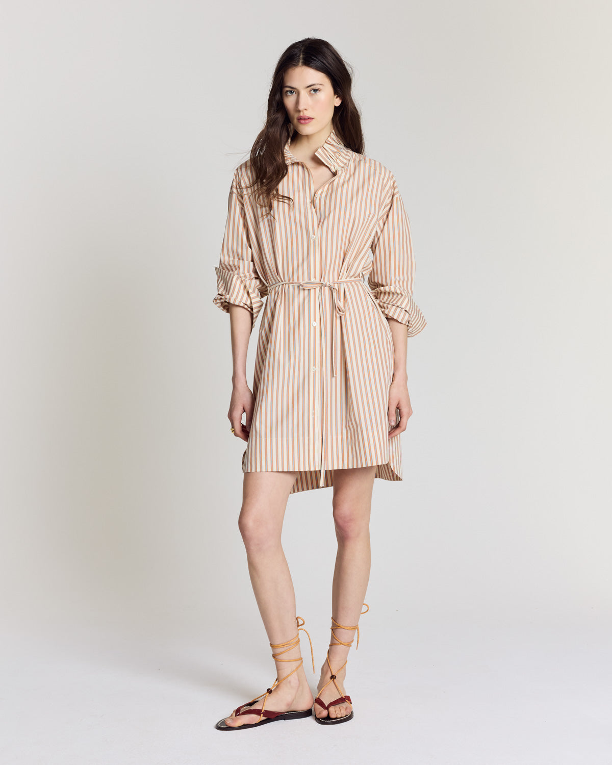 Robe Lior rayures orange, bleu et écru