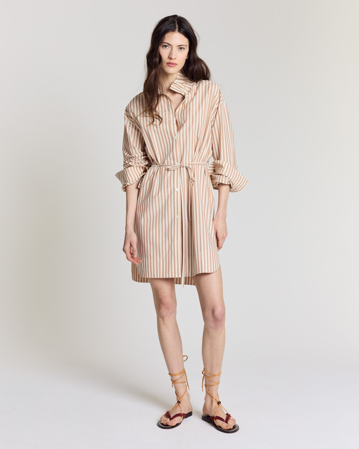 Robe Lior rayures orange, bleu et écru