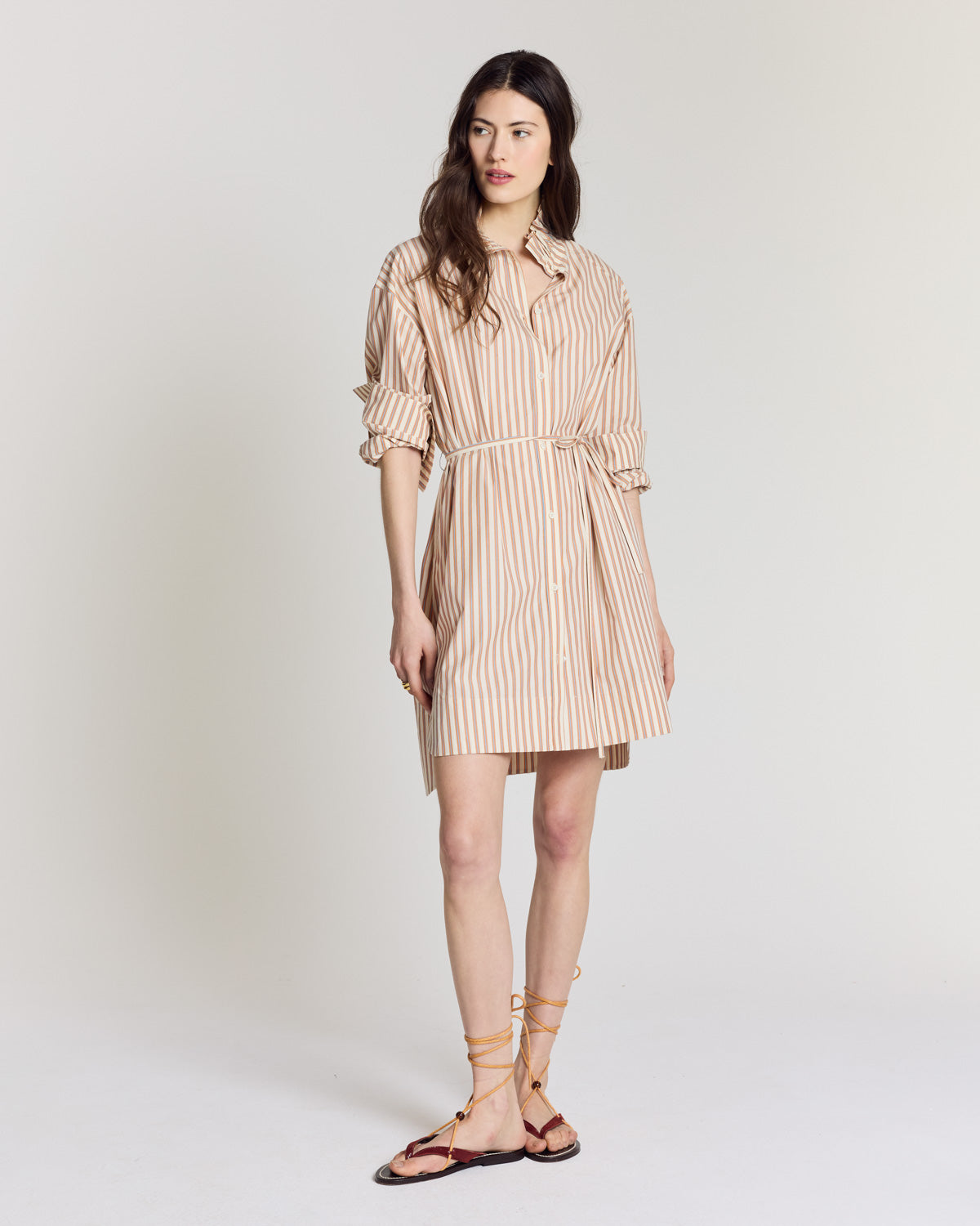 Robe Lior rayures orange, bleu et écru