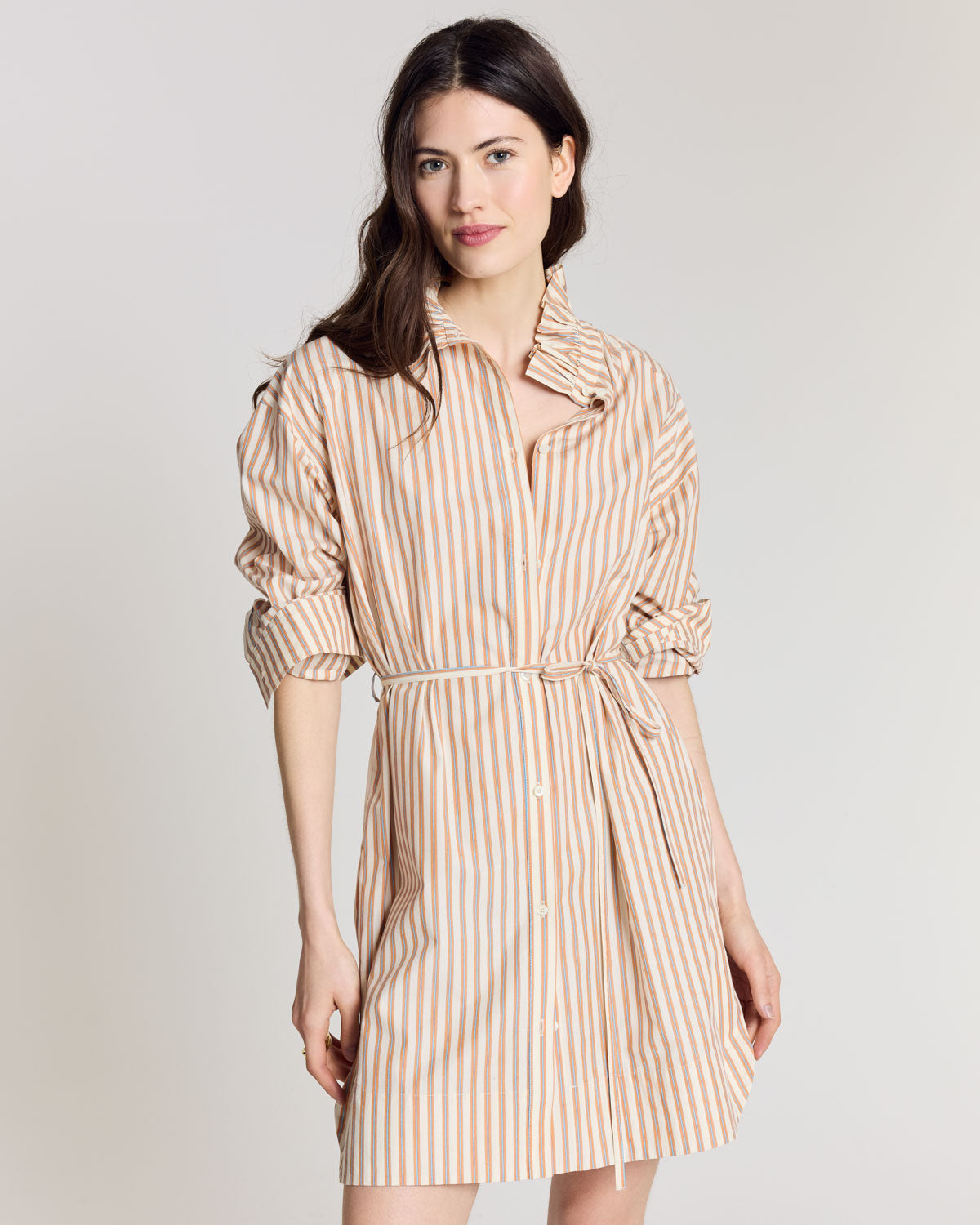 Robe Lior rayures orange, bleu et écru