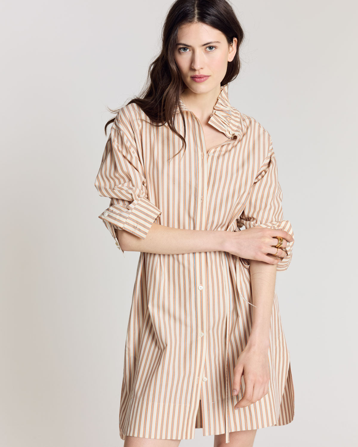 Robe Lior rayures orange, bleu et écru