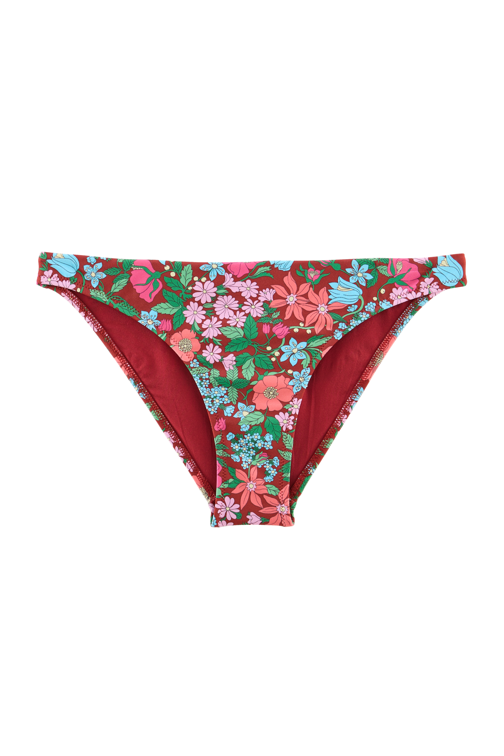 Bas de maillot de bain Fabiola imprimé Liberty rose et bordeaux