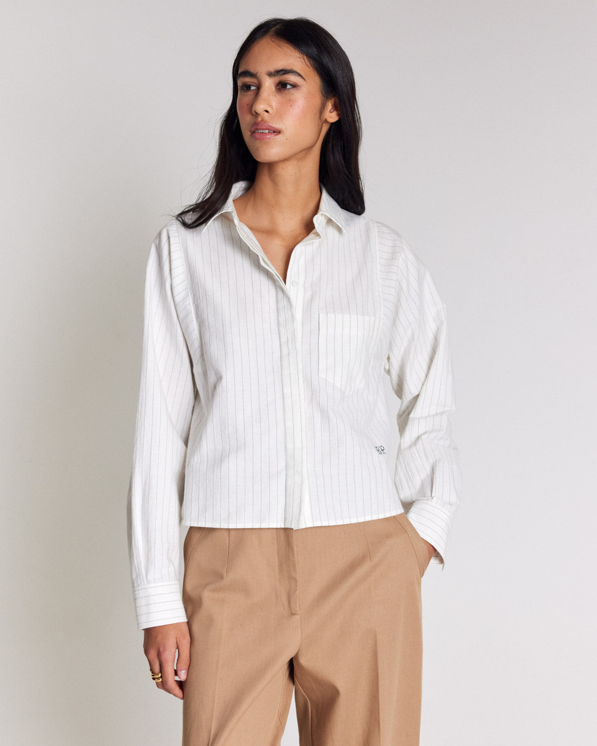 Chemise Eustache rayures vert et écru