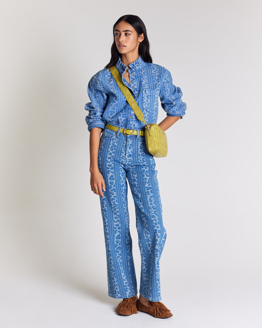 Jean Zach léopard et rayures bleu