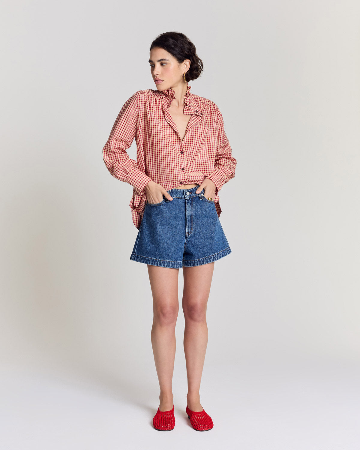 Chemise Leonor vichy rouge et jaune