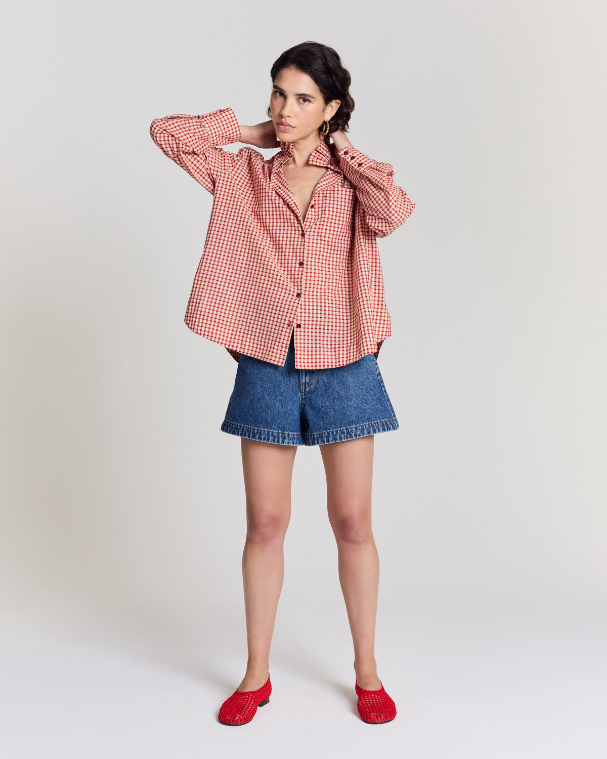 Chemise Leonor vichy rouge et jaune