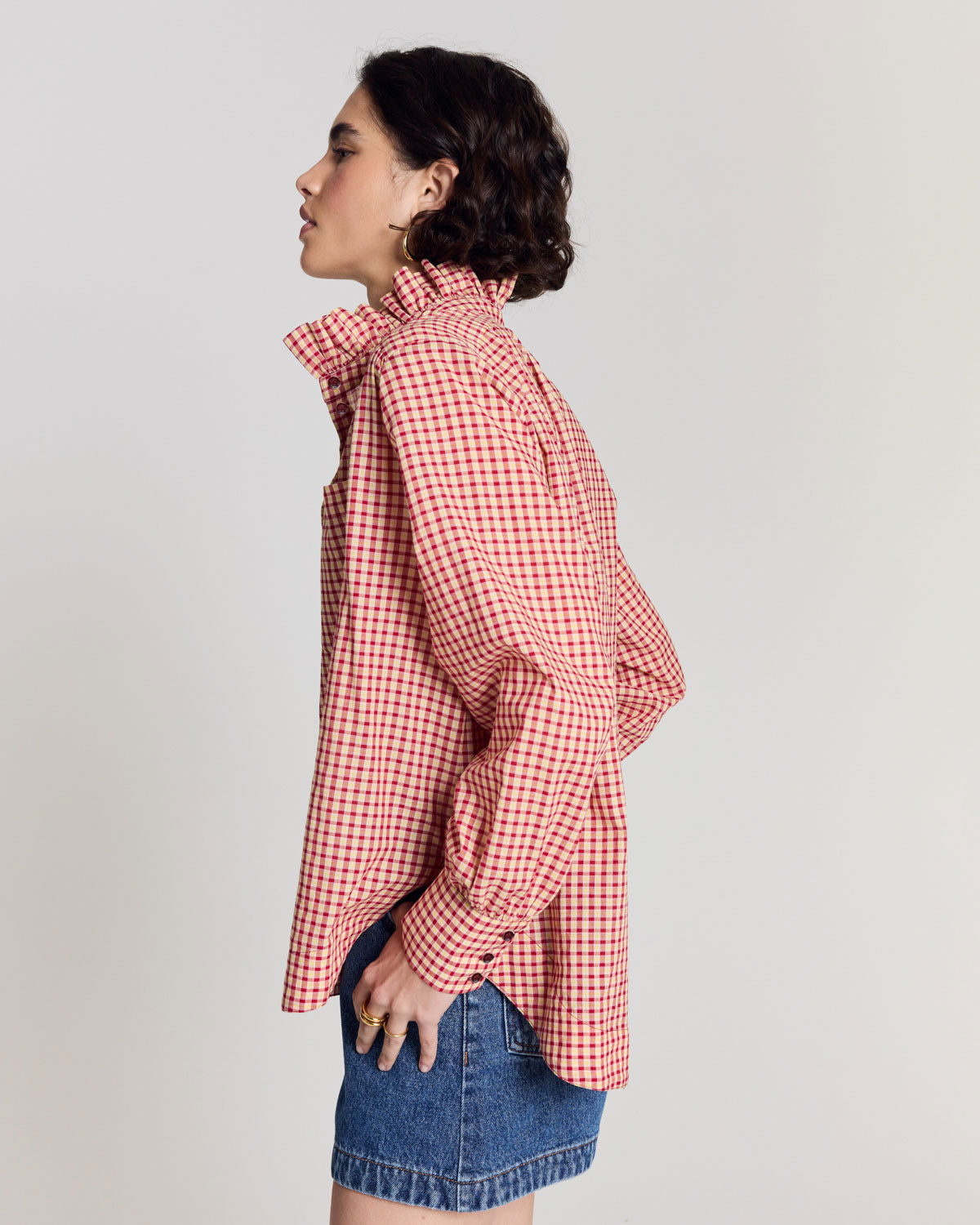 Chemise Leonor vichy rouge et jaune