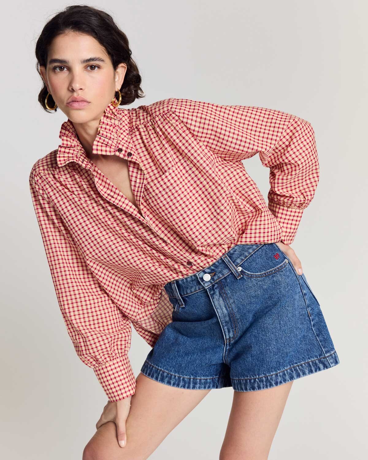Chemise Leonor vichy rouge et jaune
