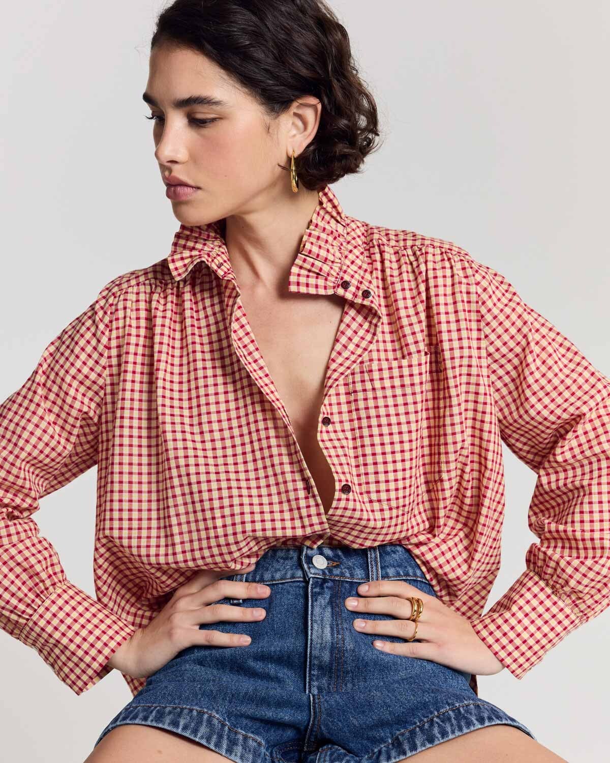 Chemise Leonor vichy rouge et jaune