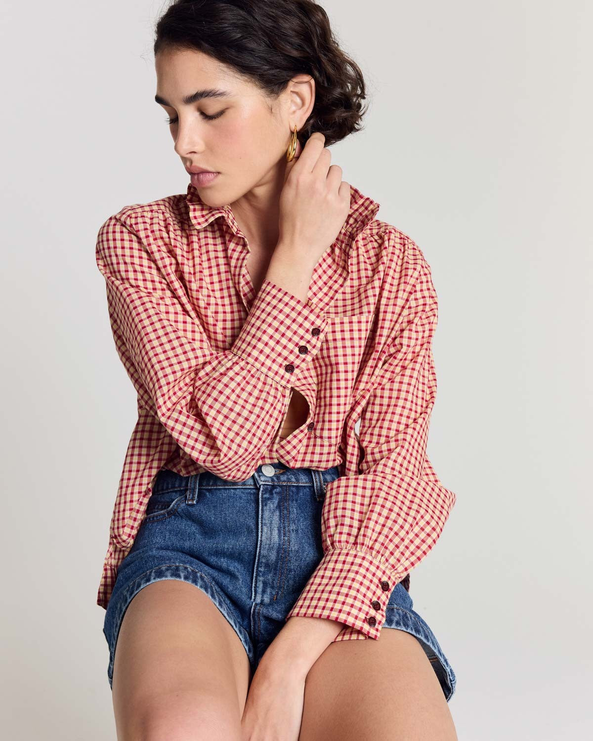Chemise Leonor vichy rouge et jaune
