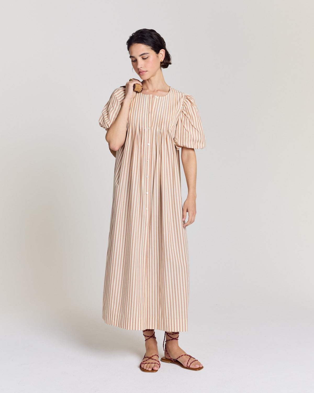 Robe Lavanda rayures orange, bleu et écru