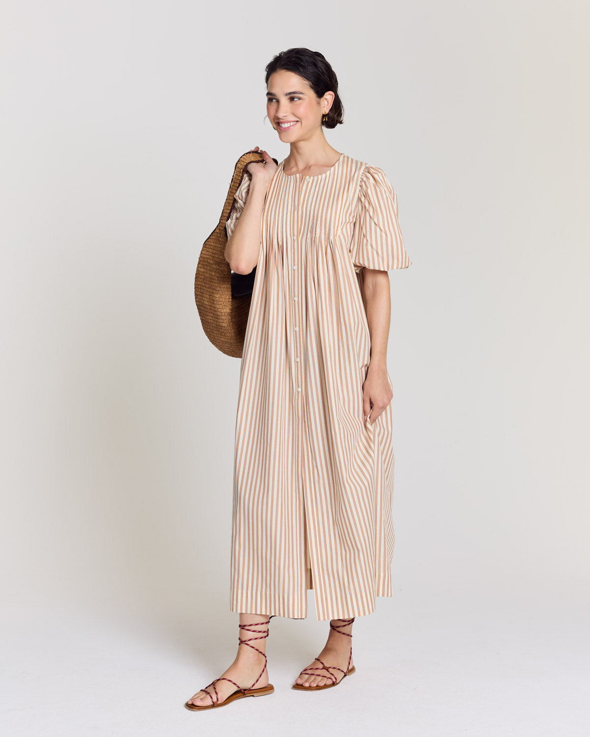 Robe Lavanda rayures orange, bleu et écru
