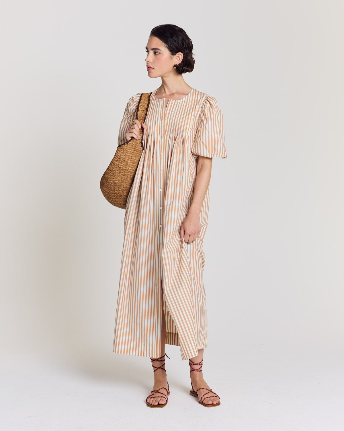 Robe Lavanda rayures orange, bleu et écru