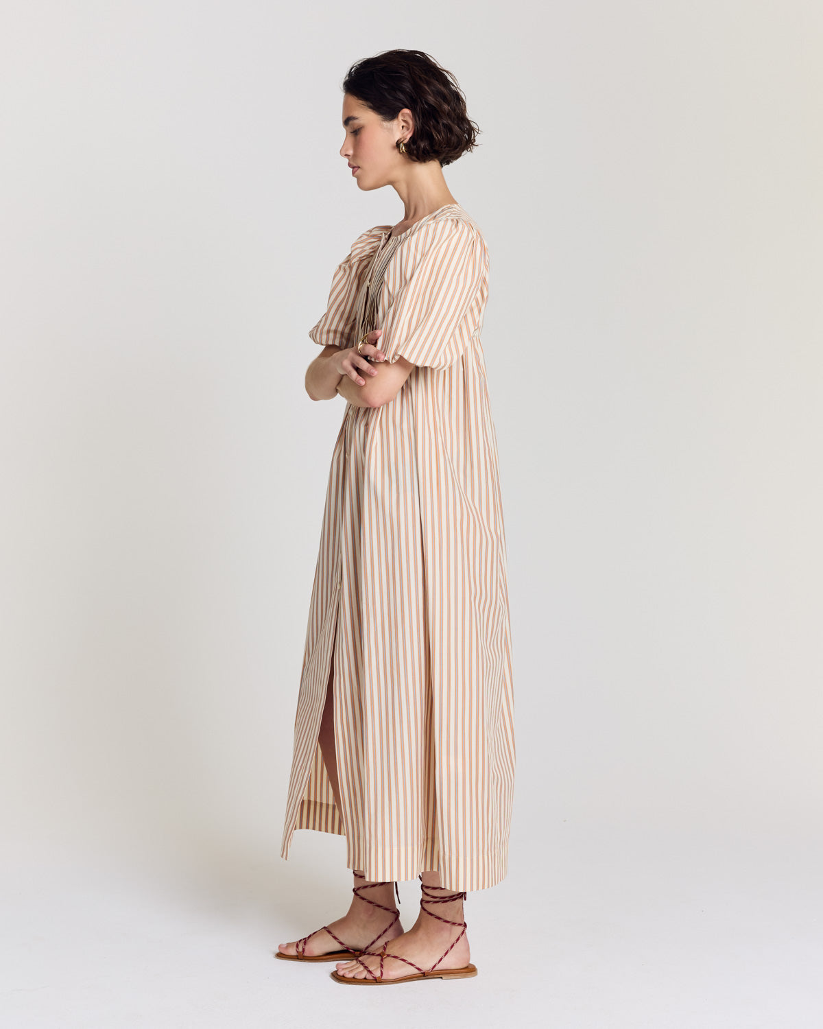 Robe Lavanda rayures orange, bleu et écru