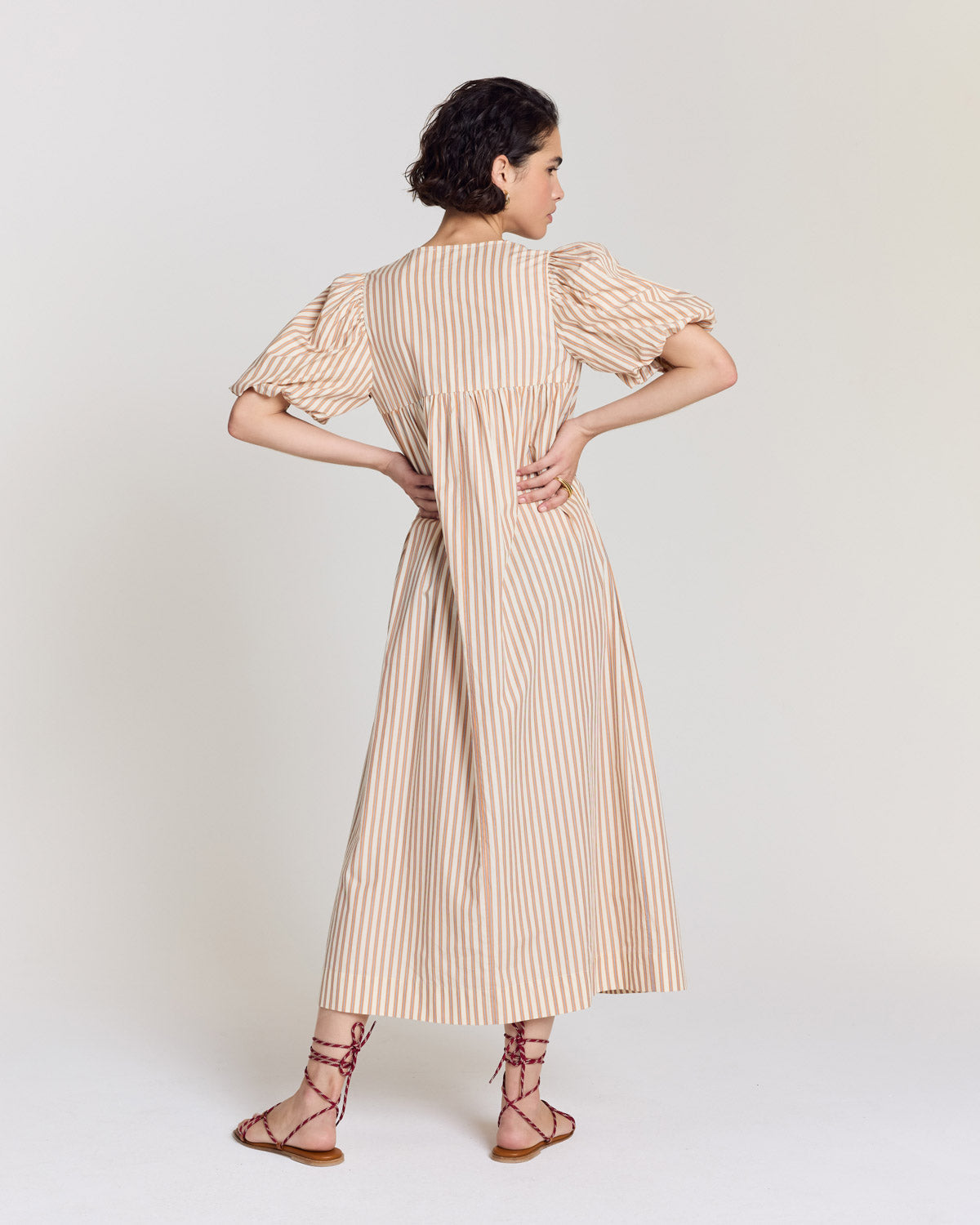 Robe Lavanda rayures orange, bleu et écru