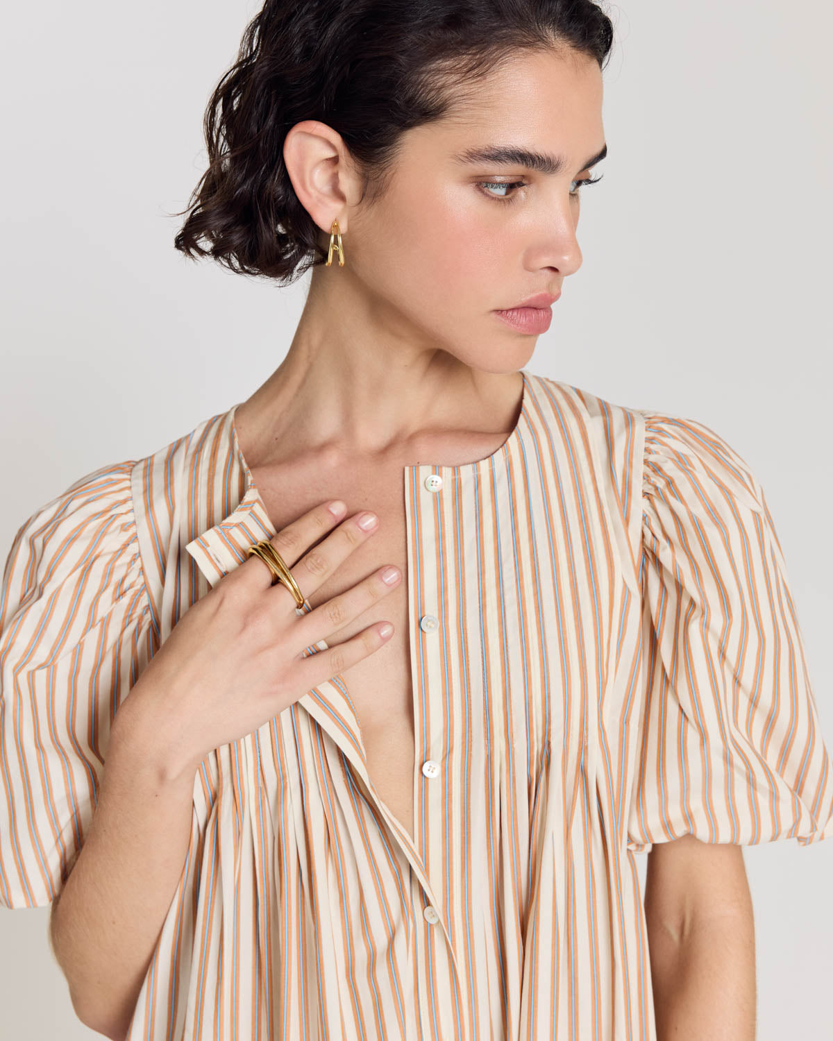 Robe Lavanda rayures orange, bleu et écru
