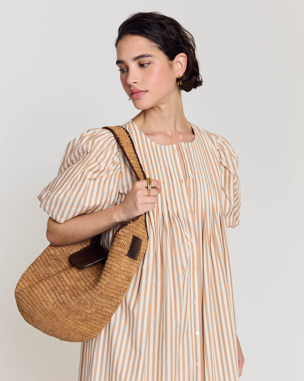 Robe Lavanda rayures orange, bleu et écru