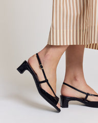 Sandales Tella vernis embossé noir