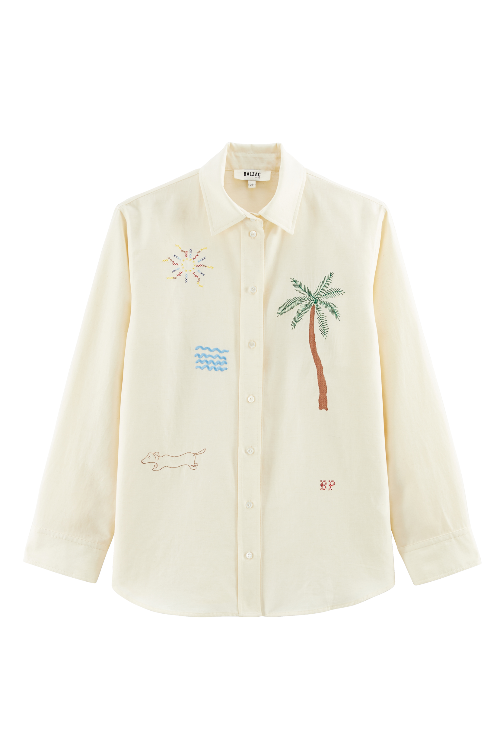 Chemise Anne blanc ivoire et broderies multicolores