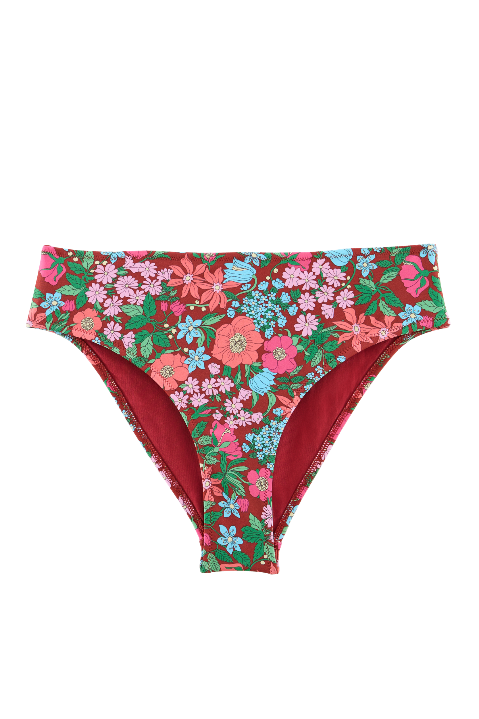 Bas de maillot de bain Aurelia imprimé Liberty rose et bordeaux