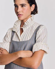 Robe Coralie rayures gris et beige