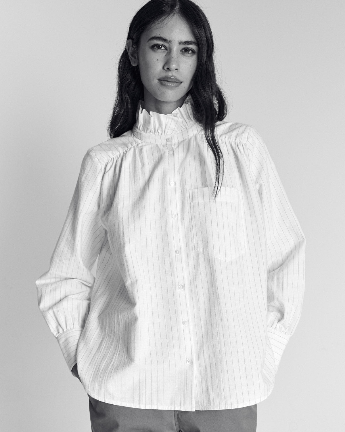 Chemise Leonor rayures vert et écru
