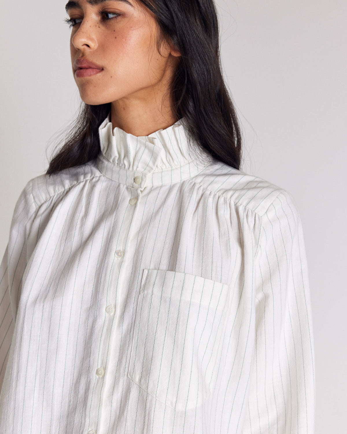 Chemise Leonor rayures vert et écru