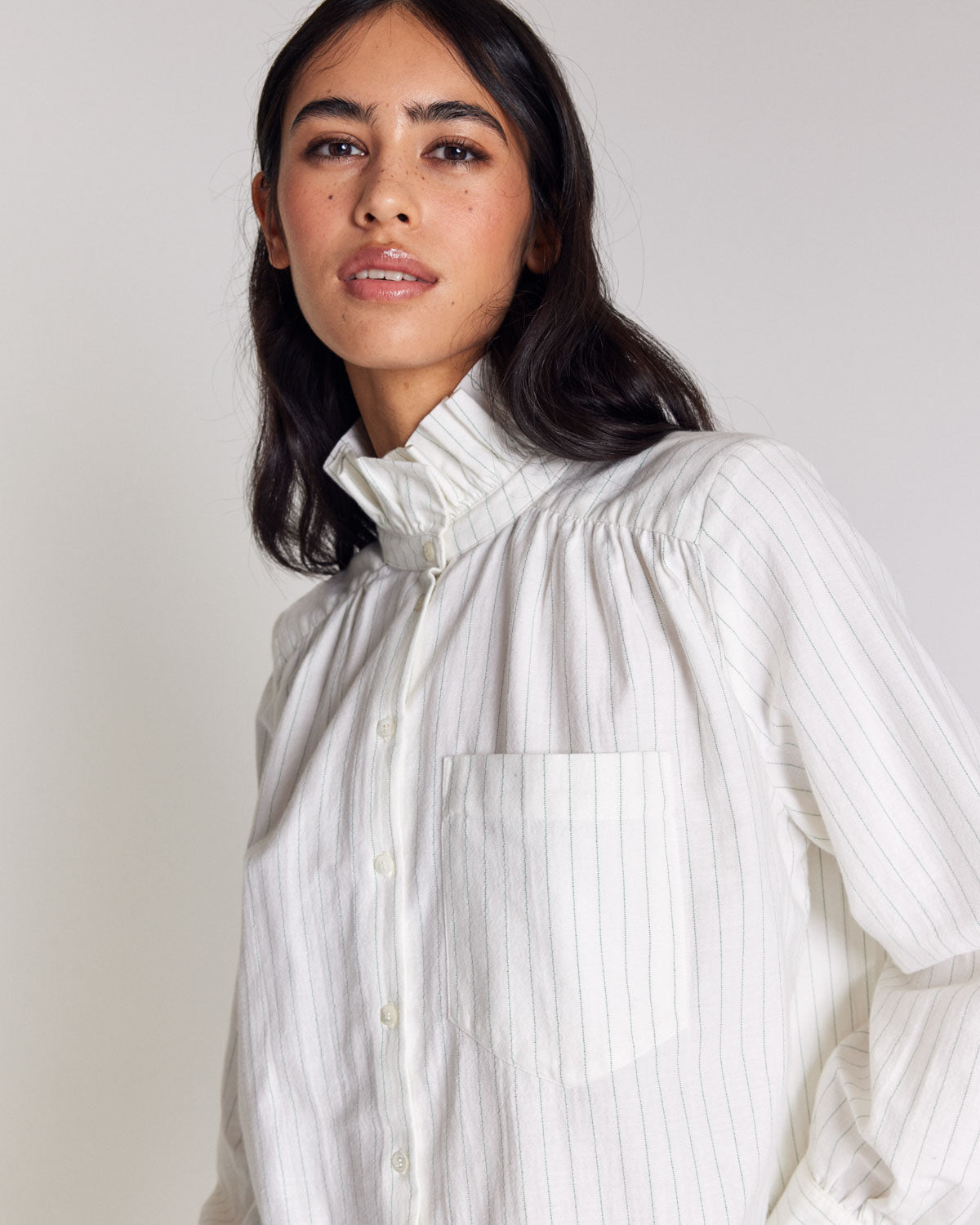 Chemise Leonor rayures vert et écru