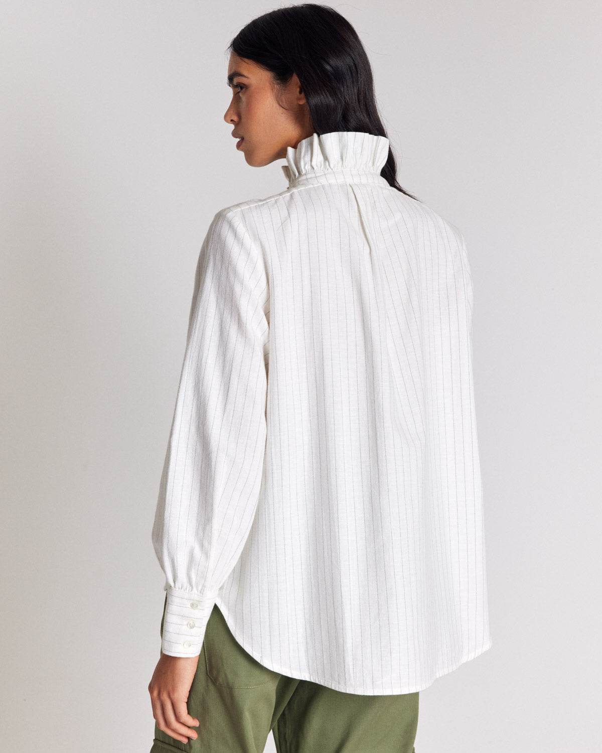 Chemise Leonor rayures vert et écru