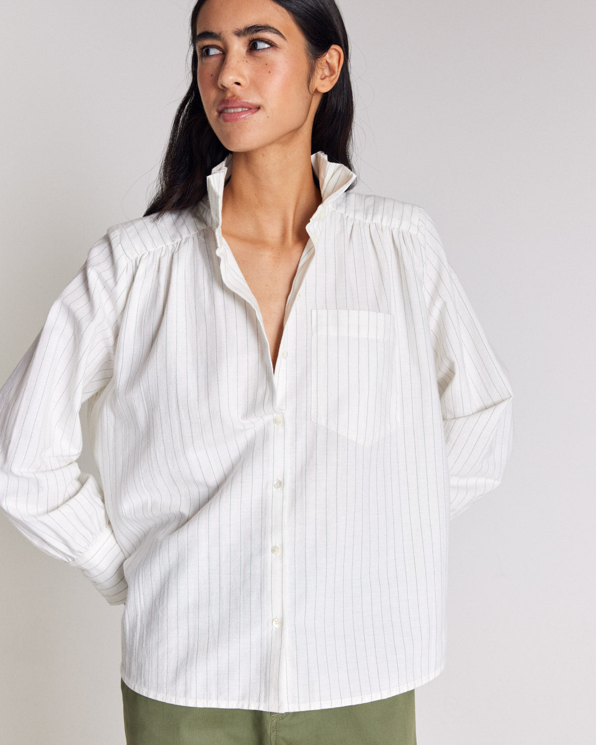 Chemise Leonor rayures vert et écru