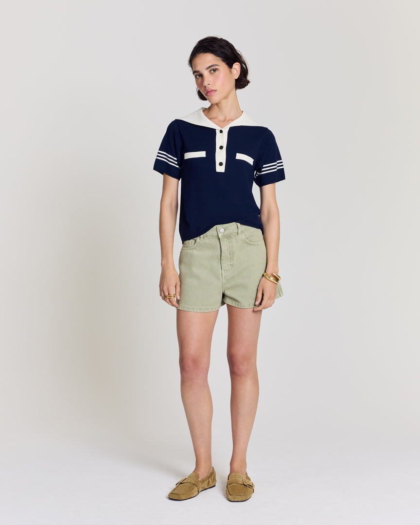Polo Milan bleu marine et blanc
