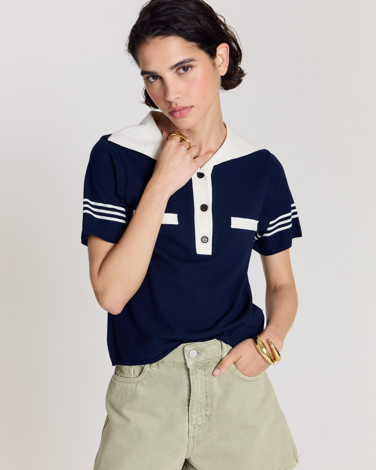 Polo Milan bleu marine et blanc