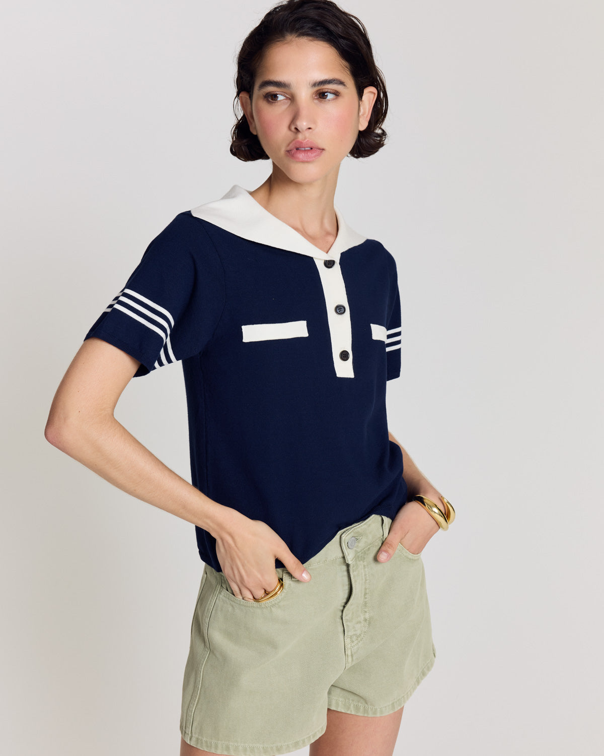 Polo Milan bleu marine et blanc