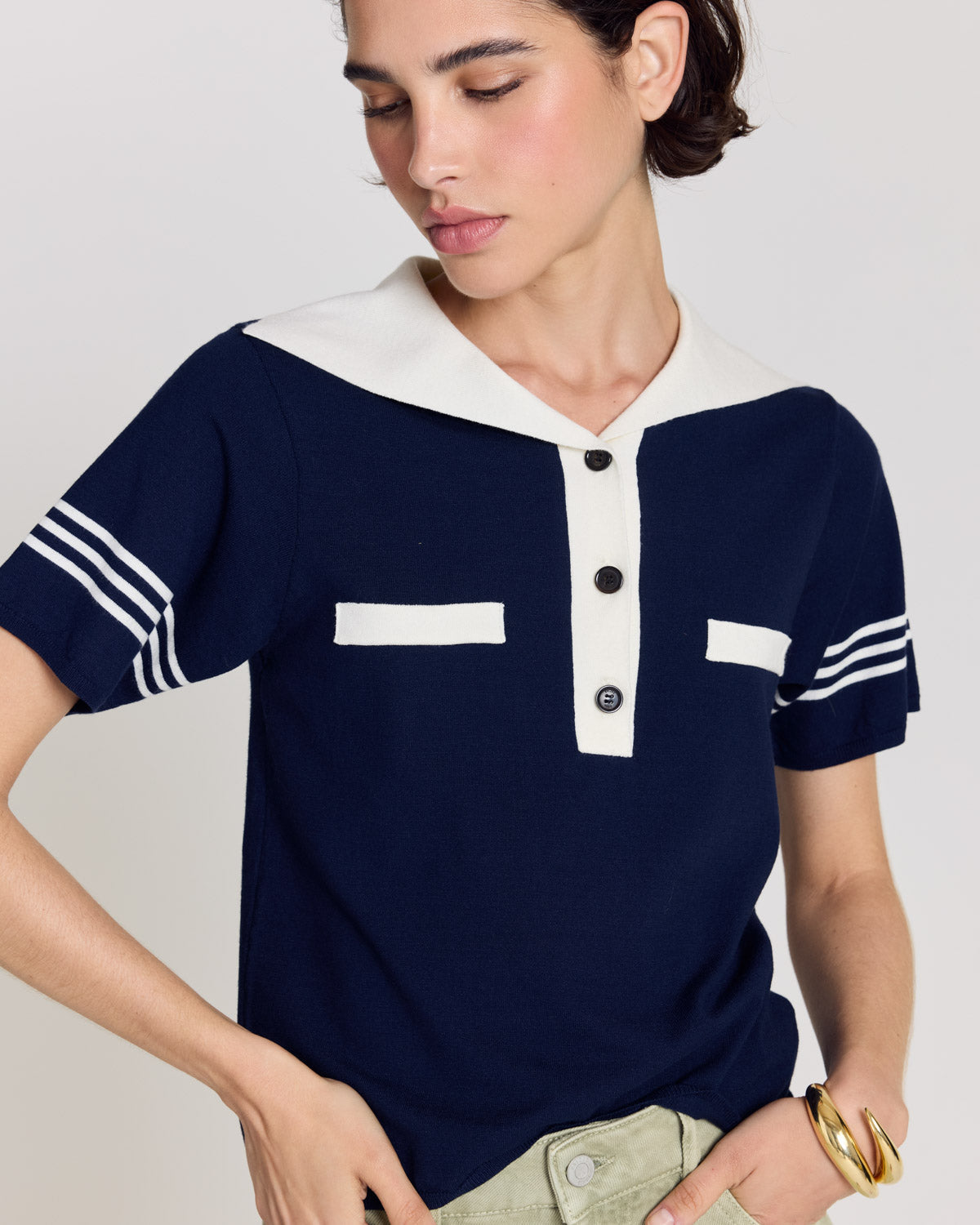 Polo Milan bleu marine et blanc