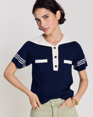 Polo Milan bleu marine et blanc