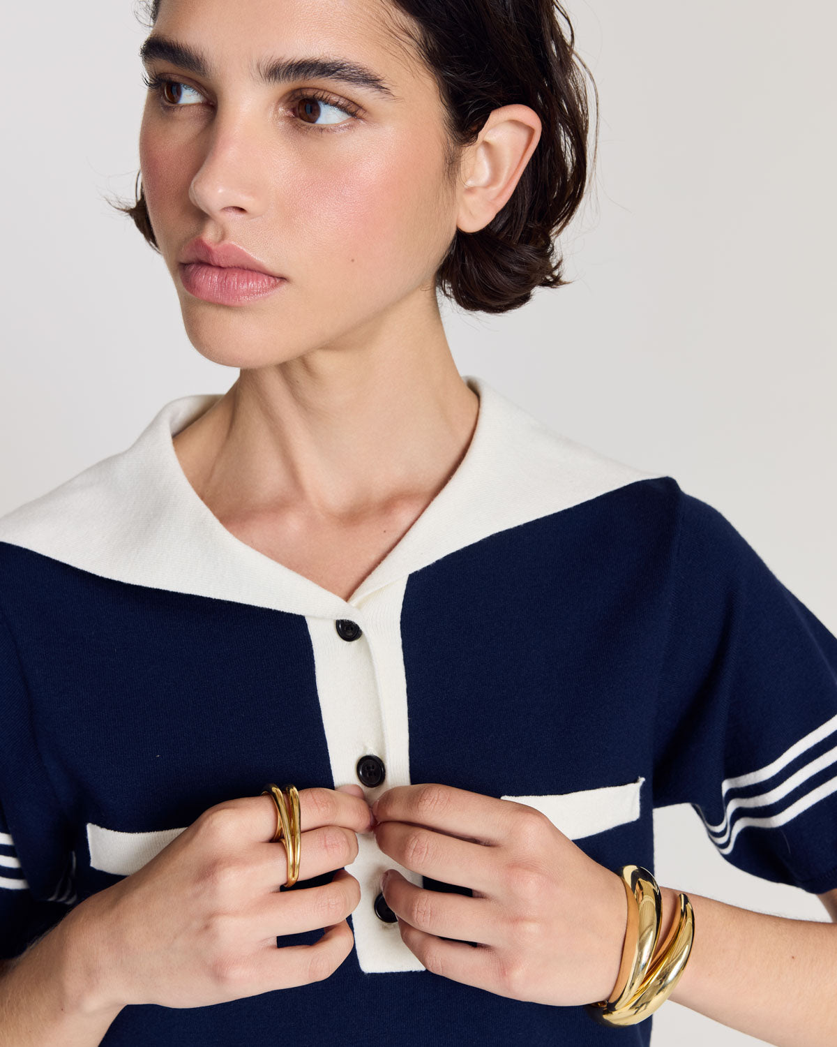 Polo Milan bleu marine et blanc