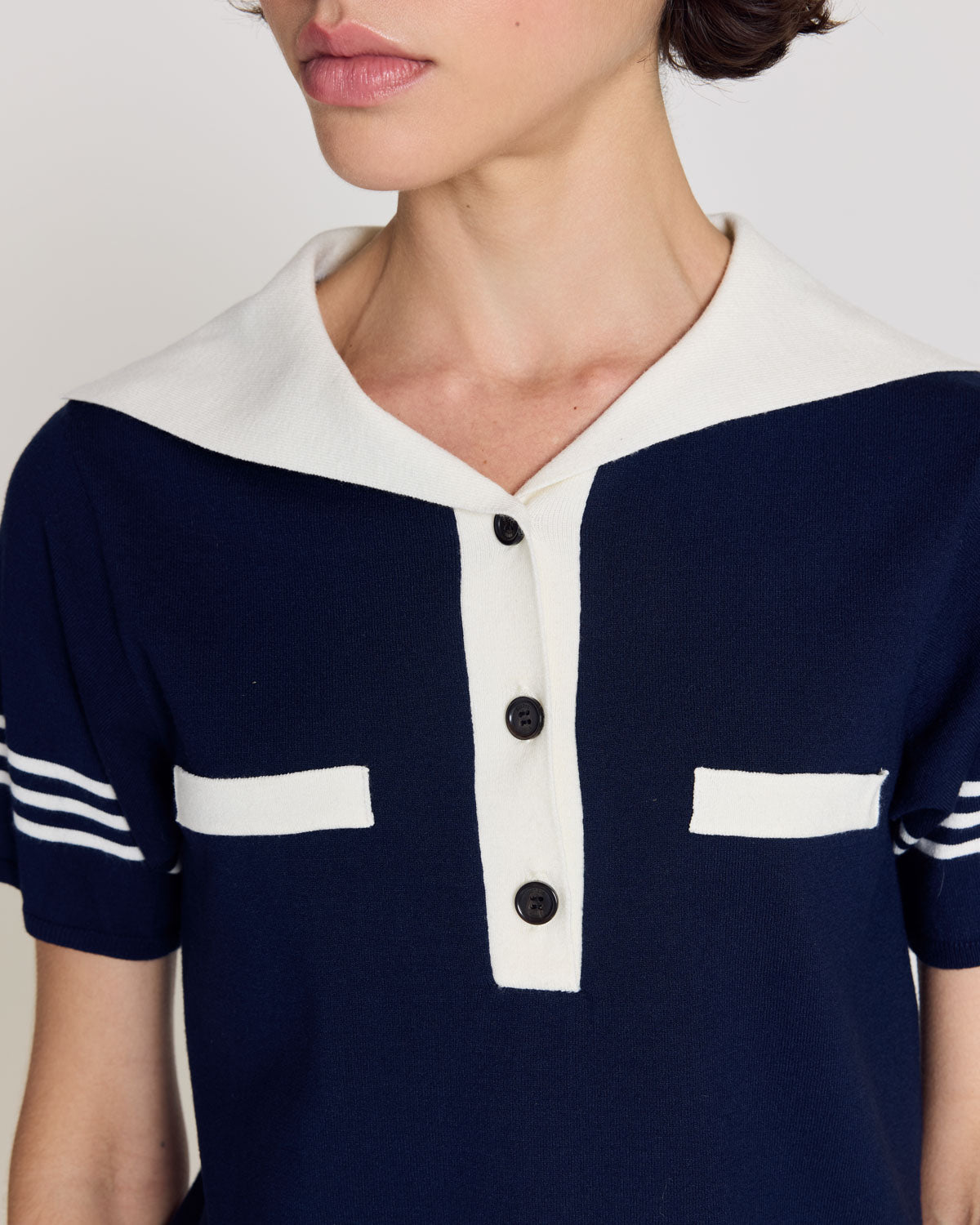 Polo Milan bleu marine et blanc
