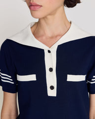 Polo Milan bleu marine et blanc