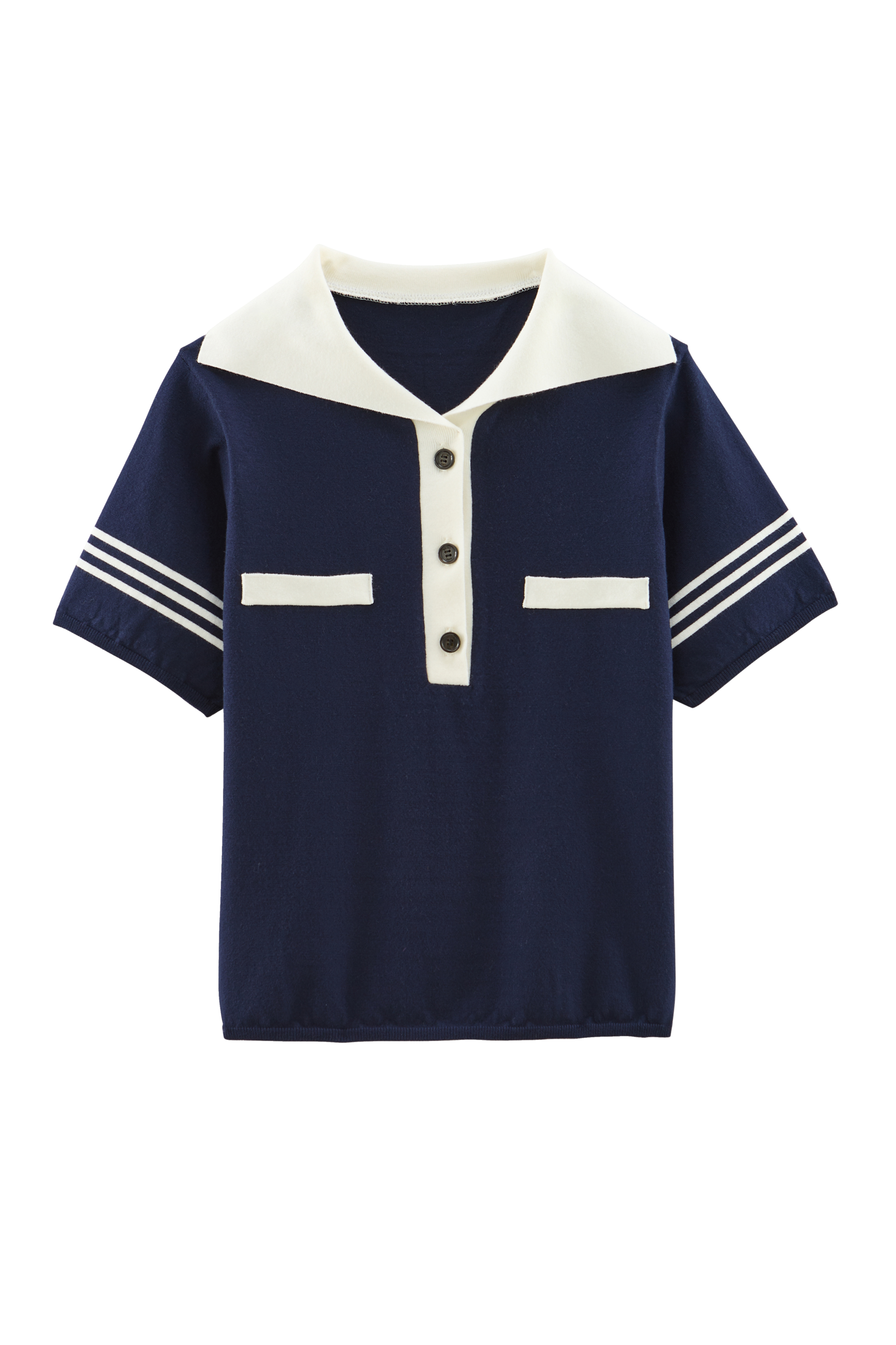 Polo Milan bleu marine et blanc