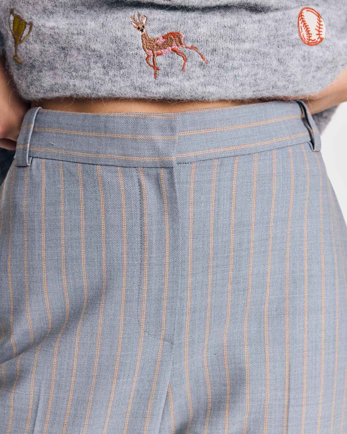 Pantalon Orlando rayures gris et beige