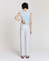 Pantalon Hollis rayures onde fond blanc