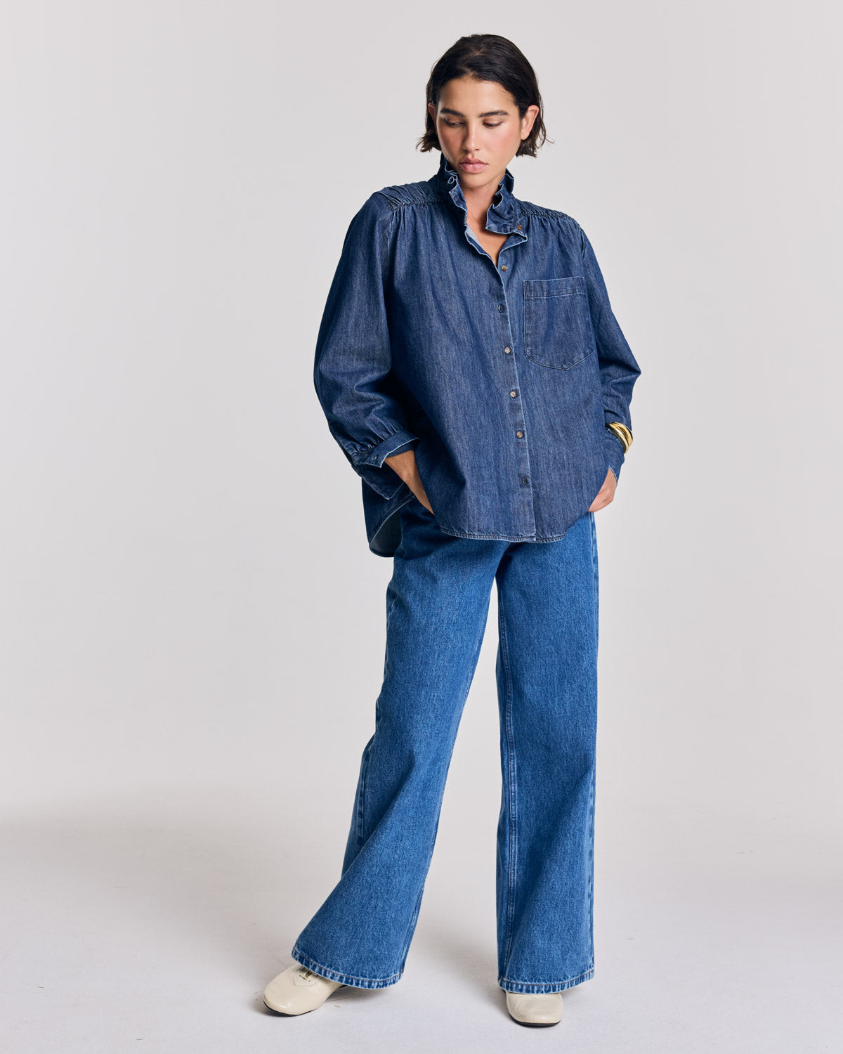 Chemise Léonor bleu chambray foncé