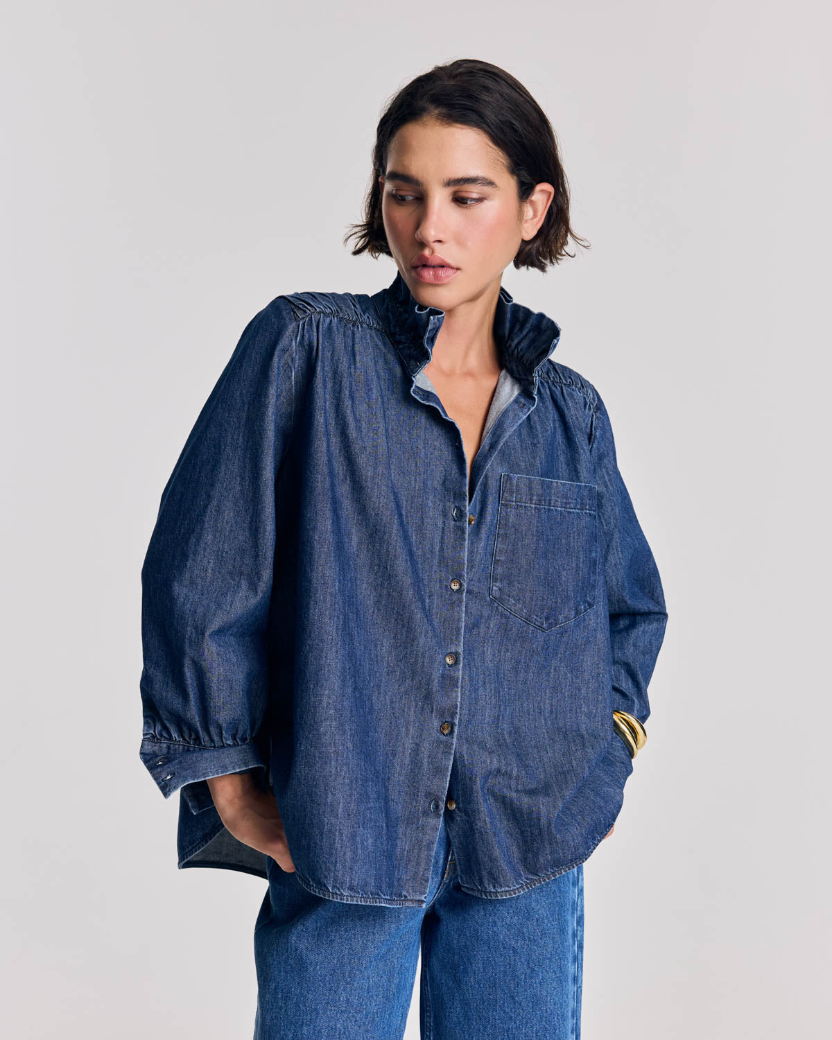 Chemise Léonor bleu chambray foncé