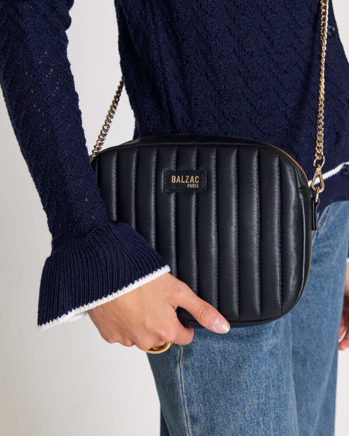Sac César chaine noir lisse