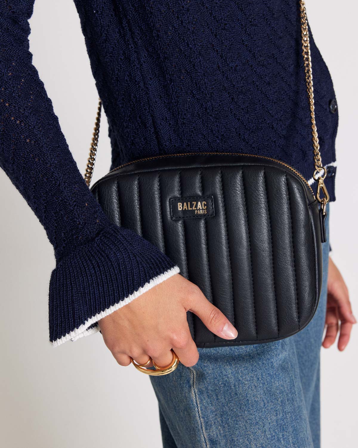 Sac César chaine noir lisse