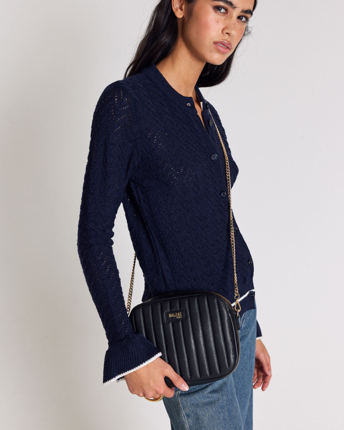 Sac César chaine noir lisse