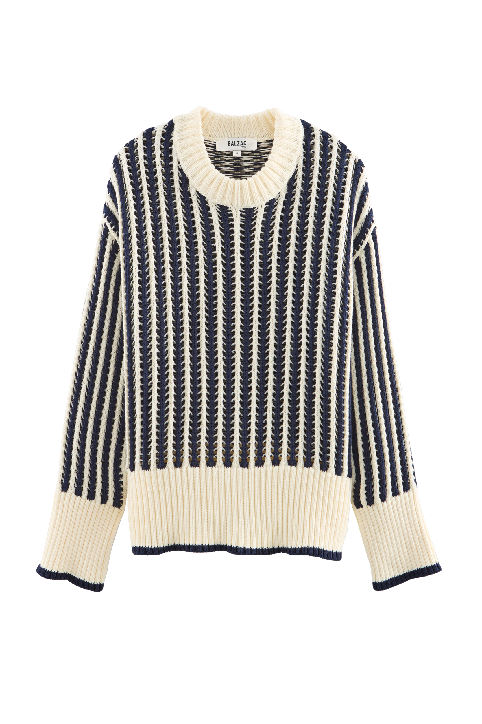 Pull Adrien rayures bleu et écru