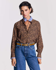 Chemise Mina léopard et rayures bleu